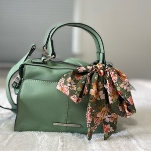 Steve Madden Basil green crossbody handbag with floral scarf